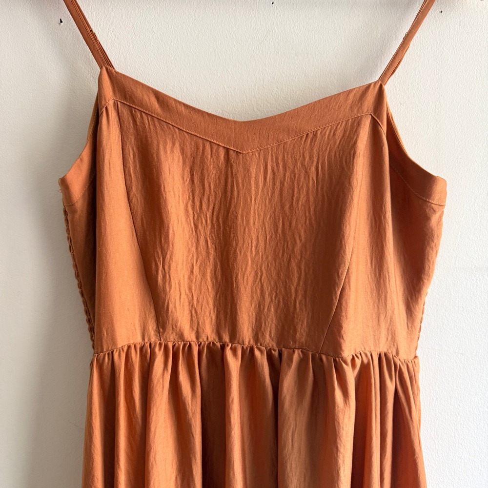 dRA Women's Summer Midi Dress Fit Flare Smocked Back Burnt Orange Medium - Picture 9 of 9